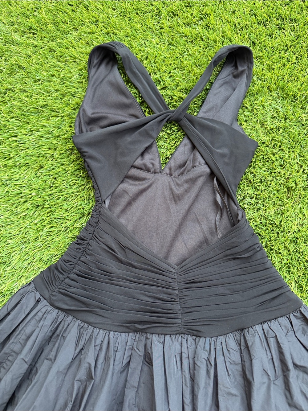 BCBGMaxAzria Black One-Shoulder Ruched Bodice Full Skirt Dress - Picture 7 of 14